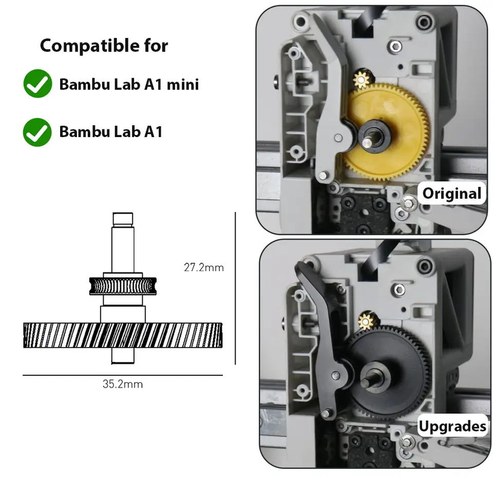 For Bambulab A1 Mini Extruder Gear A1 Gear Hardened Steel Gear High Quality Extruder Kit For Bambu Lab A1 Extruder Gear Parts image 2