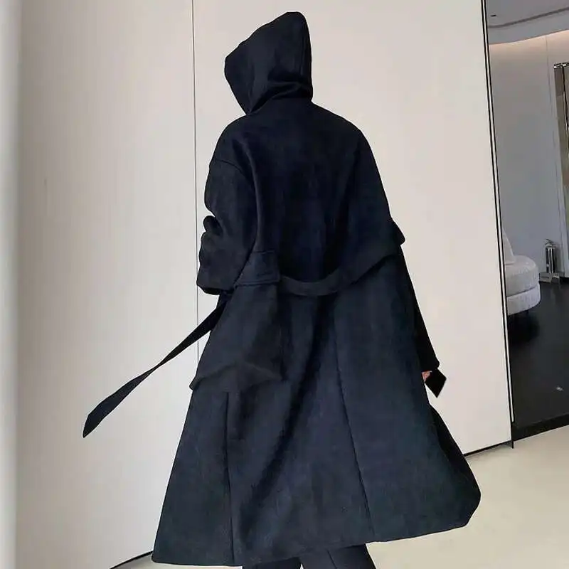 LUZHEN Autumn Winter Hooded Long Windbreaker Trendy Handsome Woolen Men Trench Casual Coat Solid Color Vintage Classy LZ6171
