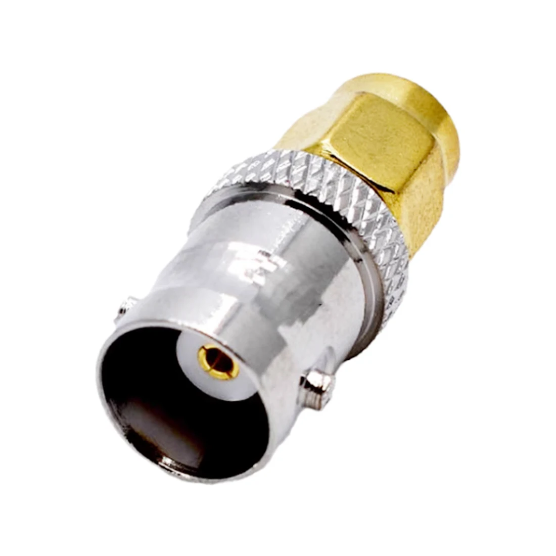 BNC fêmea Jack para SMA macho plug RF coaxial adaptador, conversor reto niquelado, CCTV, novo, atacado, 1pc