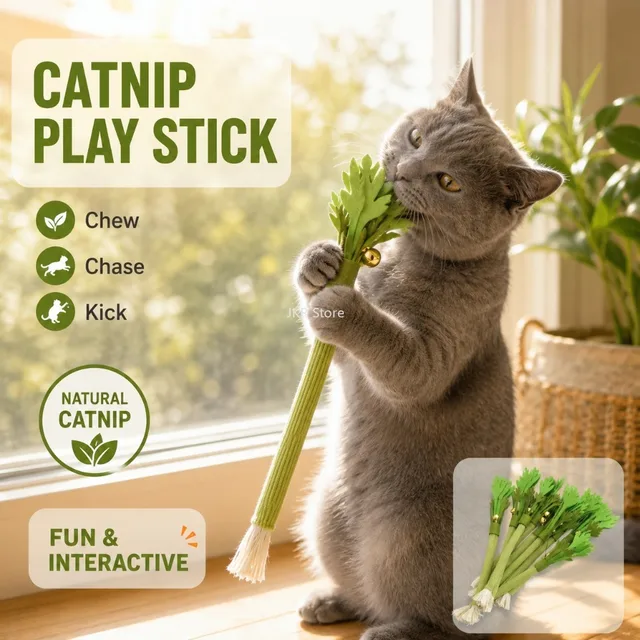 3/5/10PCS Interactive Cat Chew Toy Catnip Molar Stick Bite Squeaky Toy for Teeth Cleaning Self Playing Indoor Cat Supplies 1