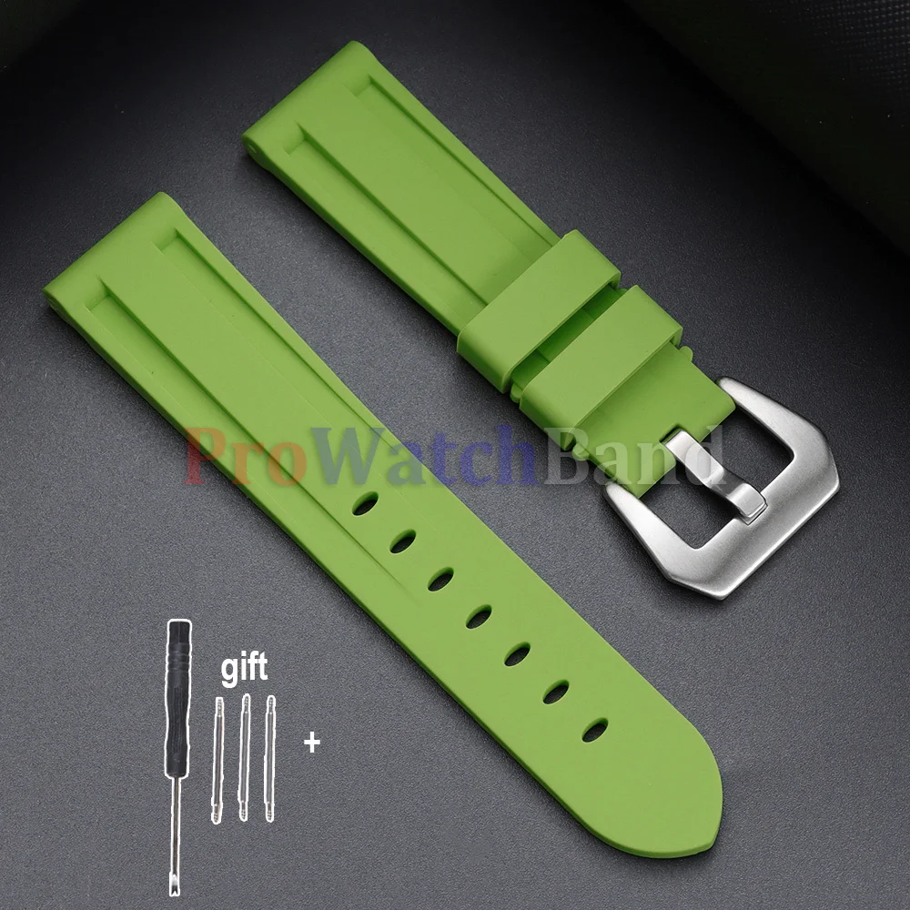 Stitched Sports Silicone Watch Band in Blue and Yellow - Soft Rubber Strap
