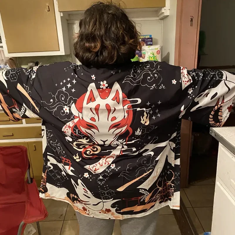 Black Kimono Cardigan Women Men Japanese Male Yukata Men's Haori