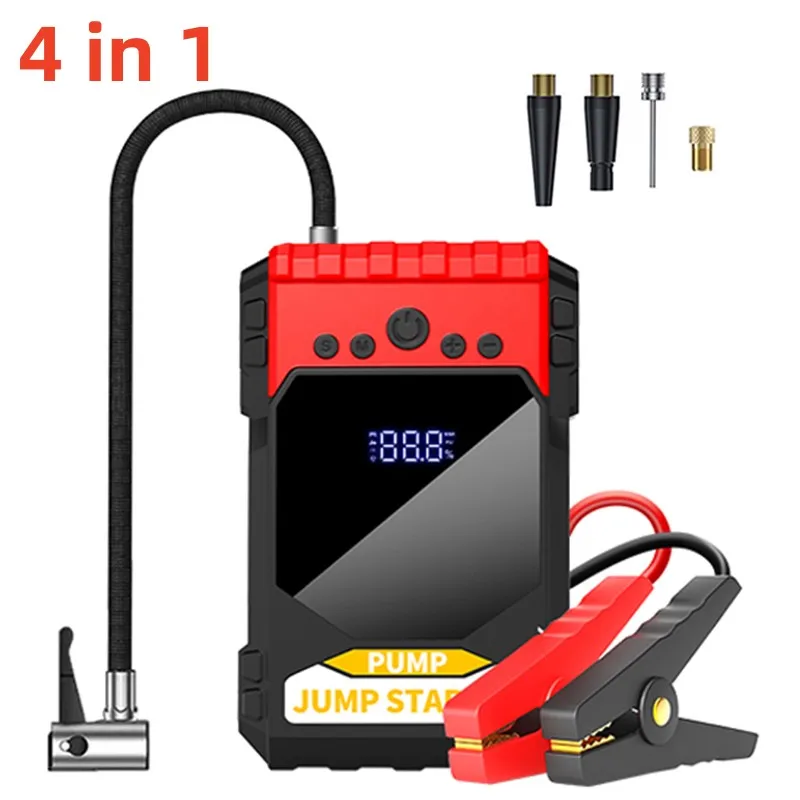 

4 In 1 1000A Car Jump Starter Power Bank 10000mAh 150PSI Air Compressor Tire Pump Portable Charger Car Booster Starting Device