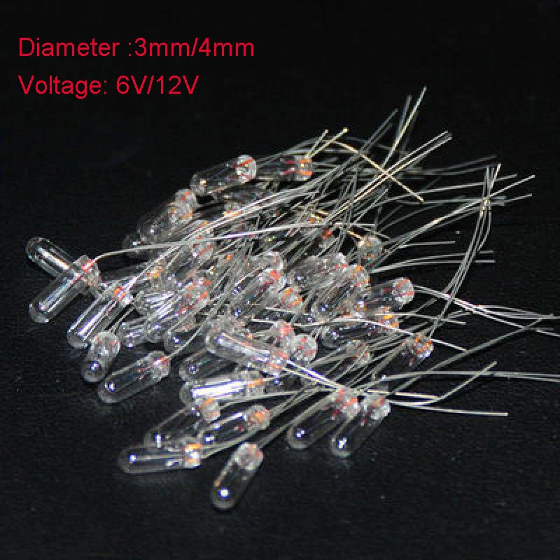 20pcs Miniature 6V/4mm 12V/3mm 12V/4mm Lamp Light Bulb Edison Incandescent Filament Rice lamp light bulb