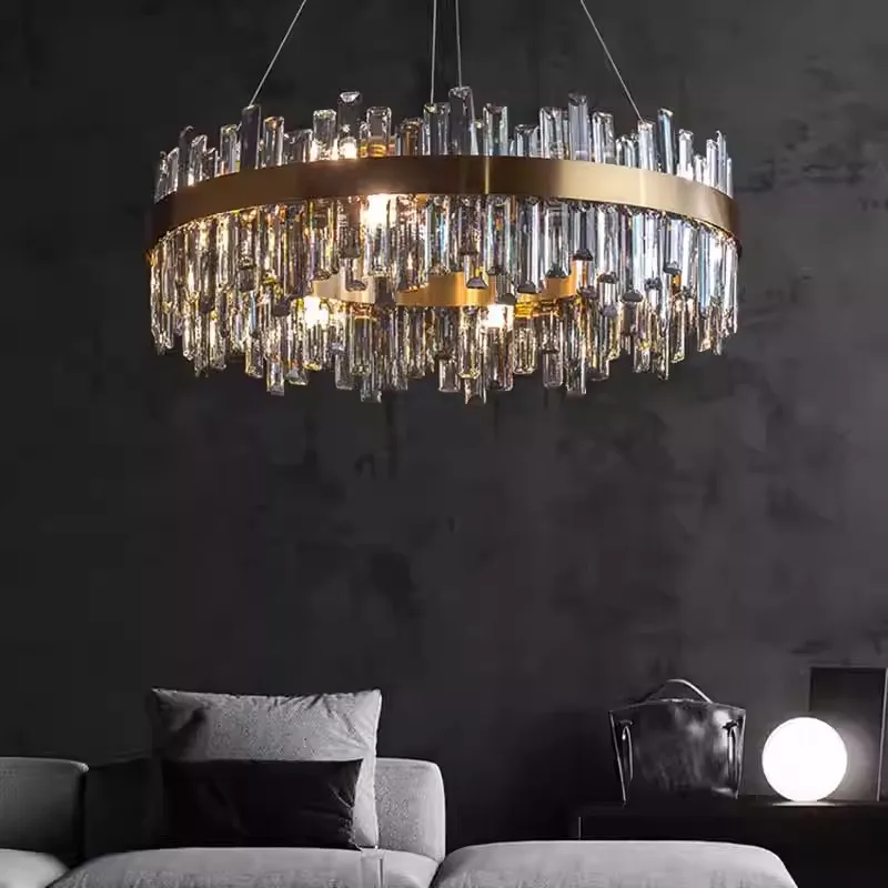 

Ceiling Chandeliers 2023 Luxury Crystal Ring Gold Led Pendant Lights Living Room Modern Creative Stylish High-end Indoor Decor