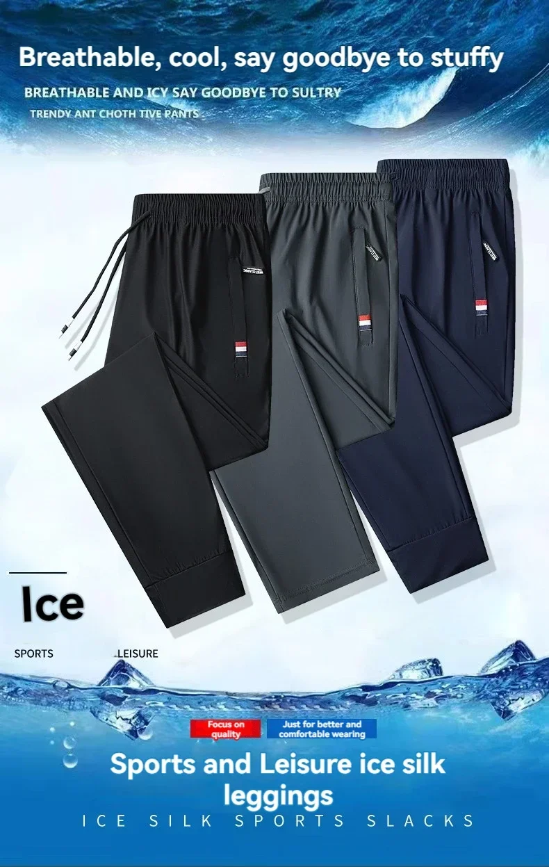Description Picture 6 of itemNew Men's High-quality Ice Silk Business Casual Pants Summer Ultra-thin Breathable Sweat Wicking Quick Drying Straight Leg Pants