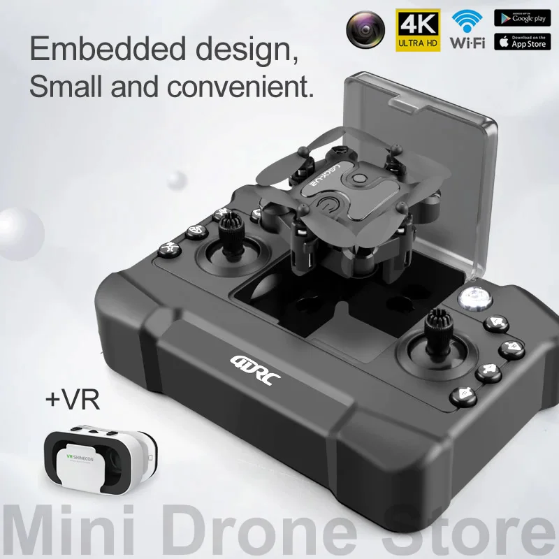 V2 RC Mini Drone com câmera 4K HD, RTF, WIFI, FPV, Fotografia Aérea, Altitude Hold, Quadcopter dobrável com VR, Helicóptero de controle remoto