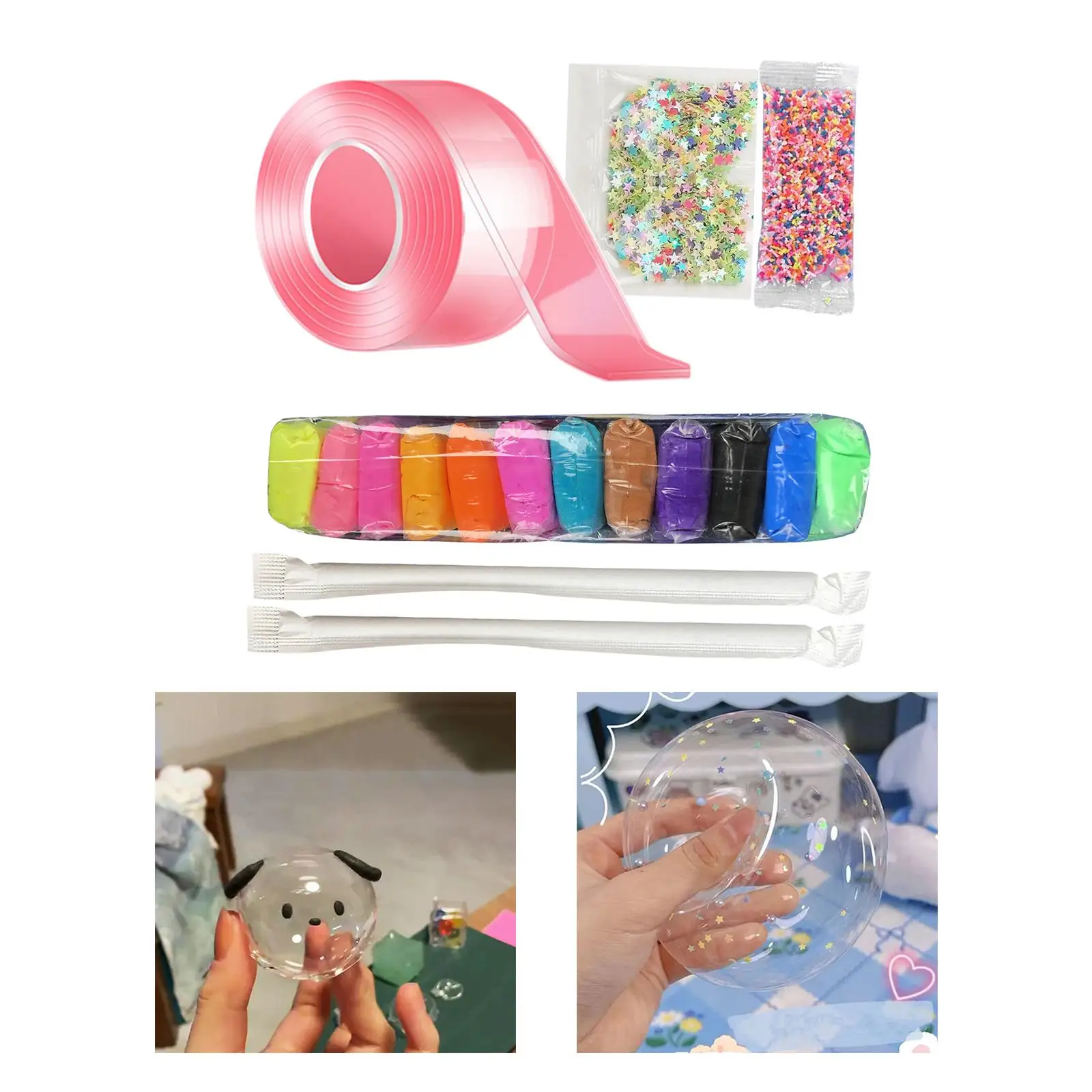 Nanos Bubble Balloon Tape Kit With Glitter And Tweezer Fidget DIY
