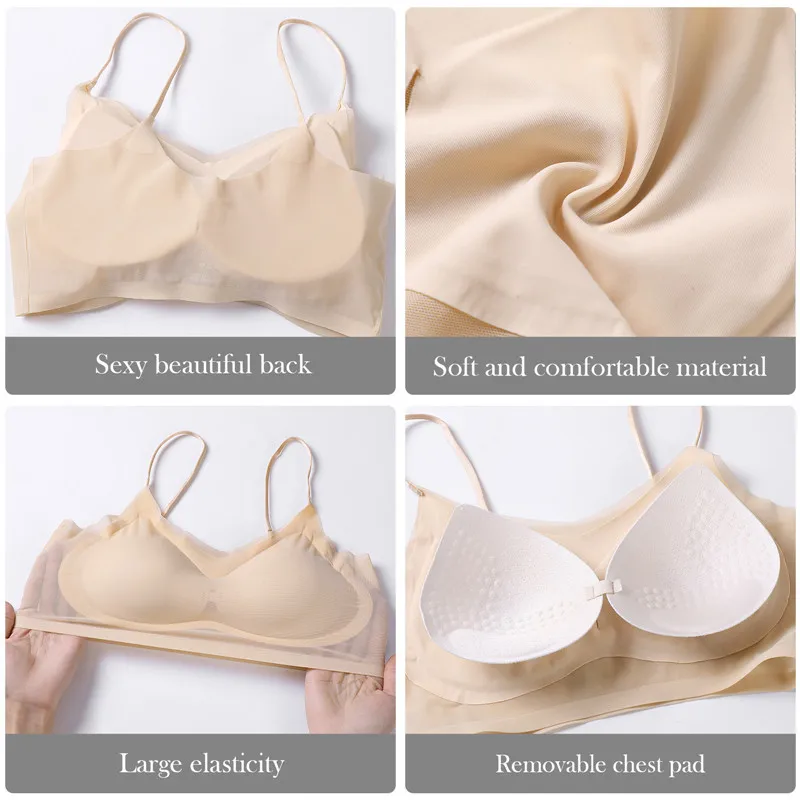 Ultra-Thin Ice Silk Seamless Padded Bra for Women - Elegant Sleep and Lounge Top