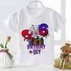 Spidermans Birthday Number T-shirt Boys Marvels Superhero Cartoon Tee Summer Short Sleeve T-shirts 1-9 Age White Tshirt Kid Gift 4