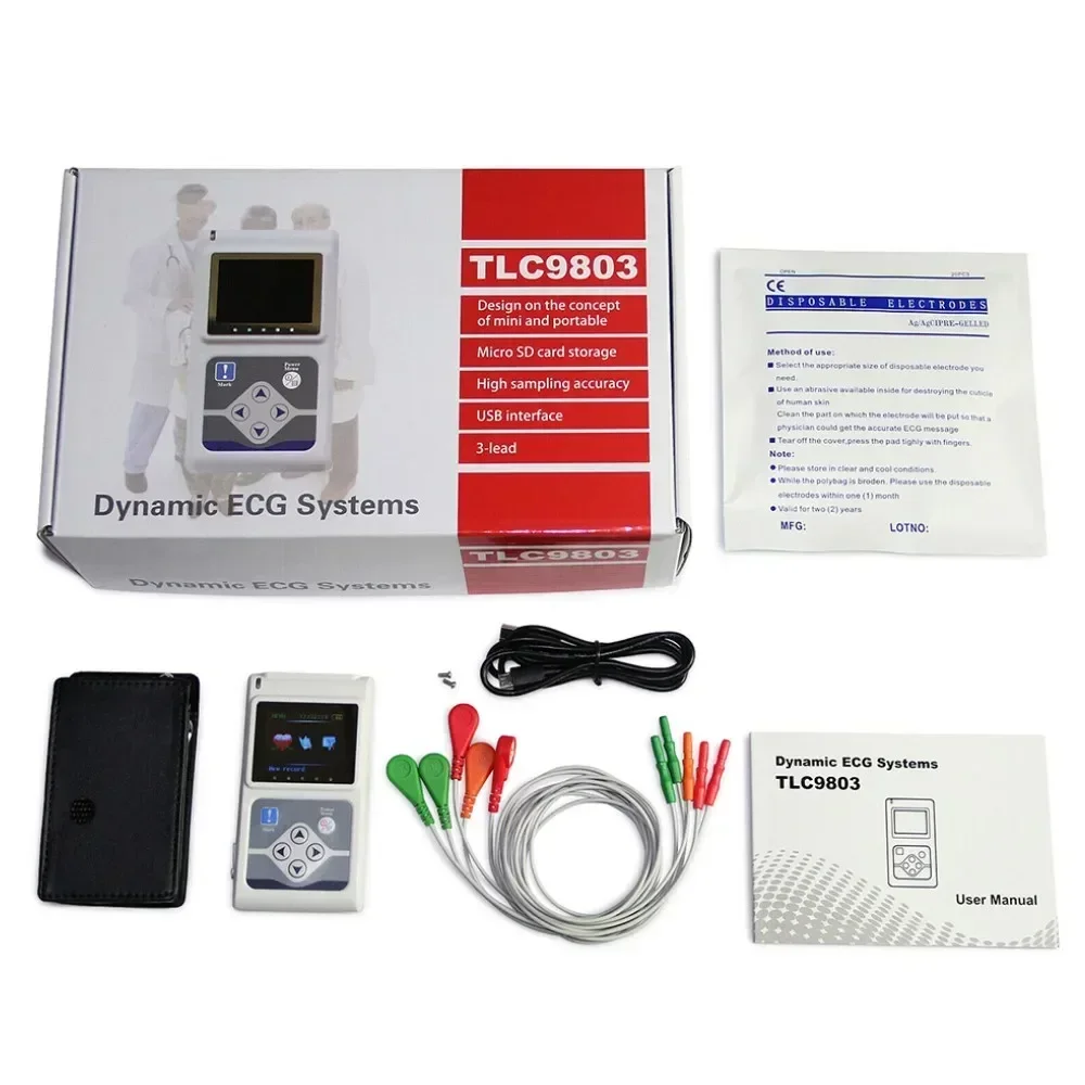 CONTEC TLC9803 3 Channels Recordable Machine Dynamic ECG Holter System Monitoring Tester Monitor Health Care
