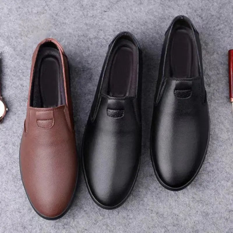 Men's Casual Business Leather Shoes Fashion Soft Bottom Oxfords Male Wedding Party Office Business Shoes Slip-on Outdoor Flats 5
