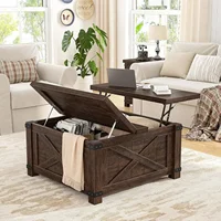 Farmhouse Coffee Table with Storage,Wood Center Table with Flip-Top Lids, Coffee Tables with Hinged Lift Top, Brown 1
