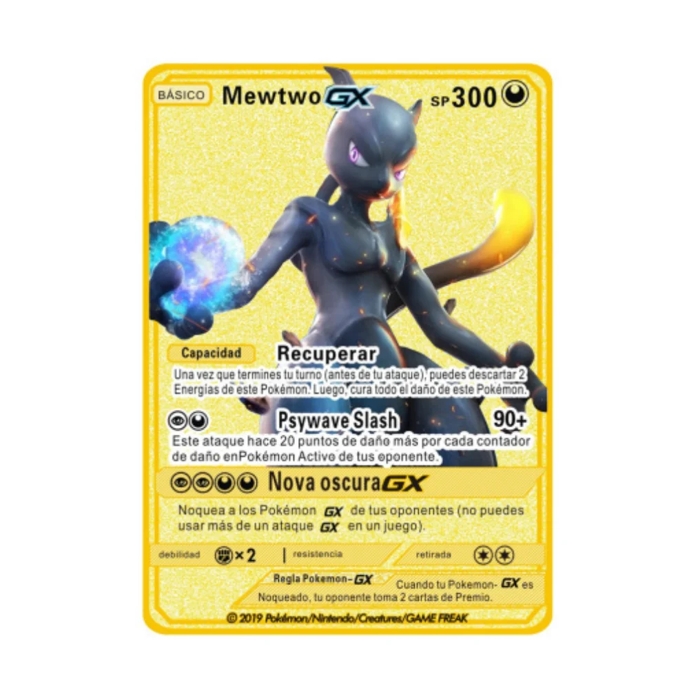 Arte completa mew vmax ouro pokemon cartões em inglês ferro metal cartas  pokmo crianças presente jogo coleção cartões arco-íris