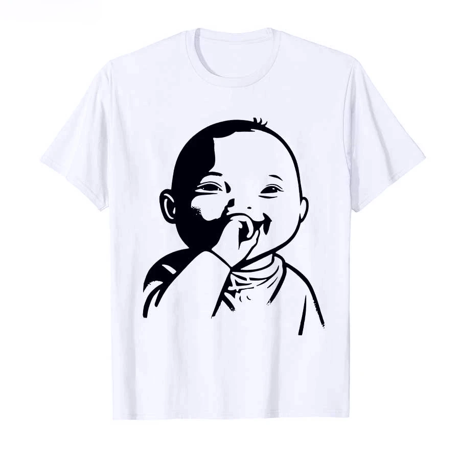 Funny AI Baby Holding Laugh Meme Viral Trend T-shirt for Women T Shirts Short Sleeve Tops Streetwear Women's Tees Casual Clothes 6