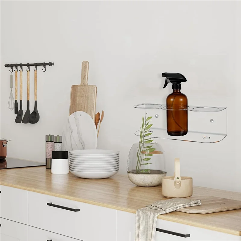 A96K-Spray Can Holder Acrylic Spray Bottle Holder Wall Mounted Aerosol Can Rack Spray Bottle Organizer With Hardware
