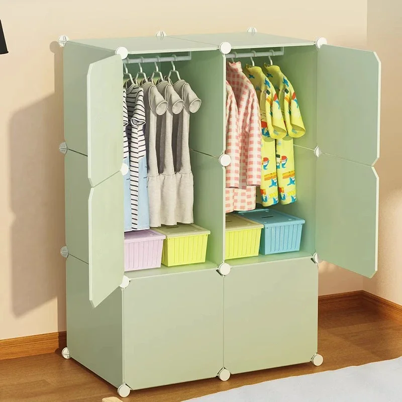 Kids Wardrobe Closet Closet Baby Children's Toy Cabinets Clothes Storage Organizer Sliding Door Child Cabinet Room Furniture