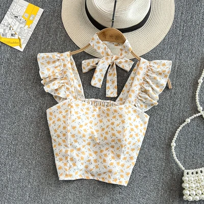 Debardeur Femme Bra Tank Top Ropa Mujer Gorset Camisoles for Women Butterfly Crop Tops Cropped Harajuku Tanks Dropshipping C-yellow