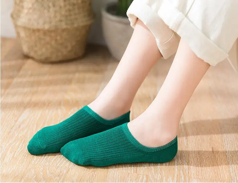 5-teiliges Damen-Socken-Hausschuhe-Set, einfarbig, Sommer, dünn, atmungsaktiv, unsichtbar, Bootssocken, rutschfestes Silikon, keine Show, kurze Socken – Detail 8
