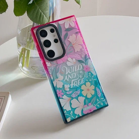 Flower MagSafe Colorful Border Case for Samsung Galaxy S22 Ultra S23 Ultra S24 Ultra Cover Protective Shell