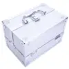 SM-2176 Silver Aluminum Makeup Train Case Jewelry Box Organizer with Mirror - 9x6x6 Cosmetic Storage 3