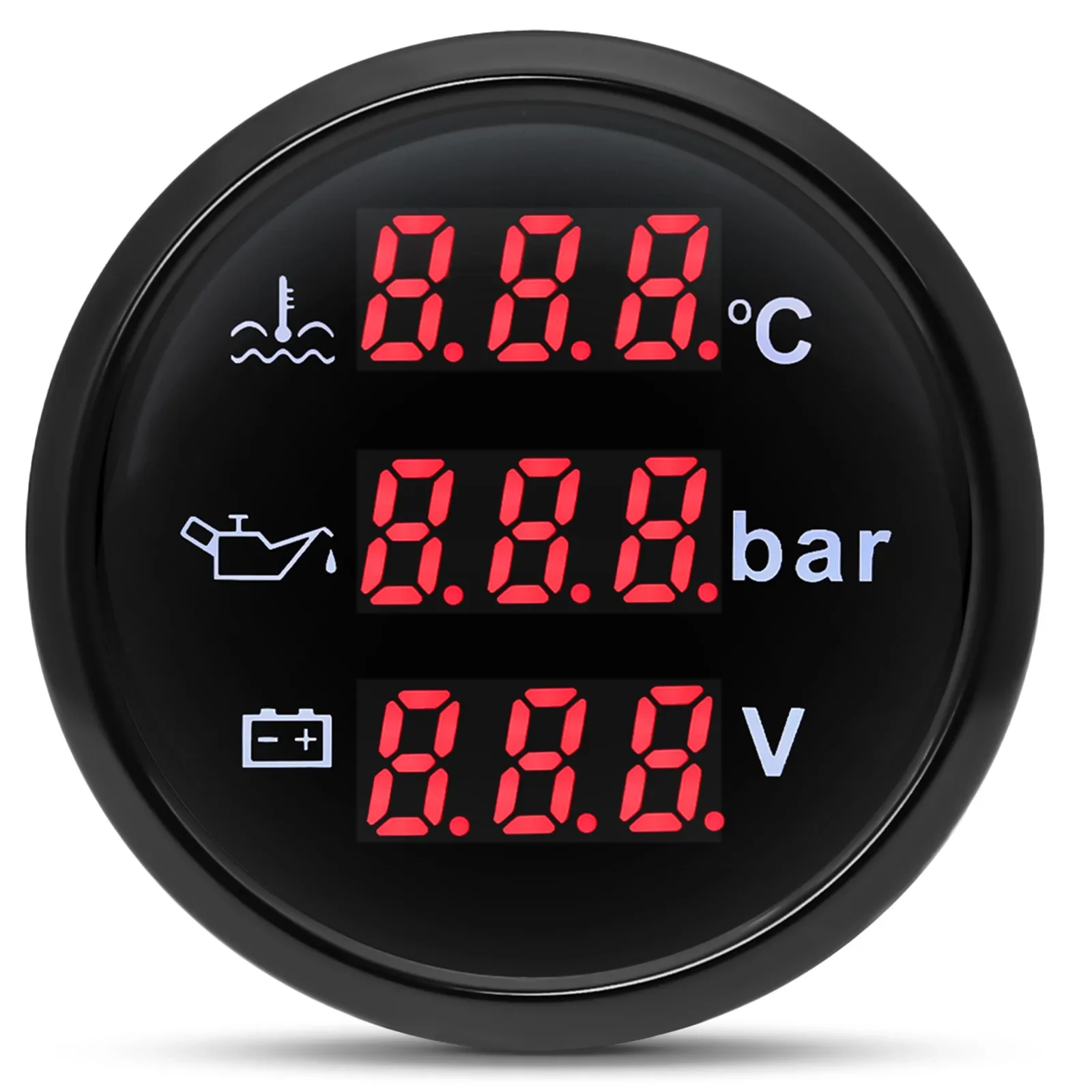 Auto Car 3 IN 1 52mm Gauge Water Temperature+Oil Pressure+Volt with Alarm Red LED Digital Water Temp Gauge+Sensor 12V24V Custom automobile gauge temperature sensor digital temperature gauge water temperature gauge
