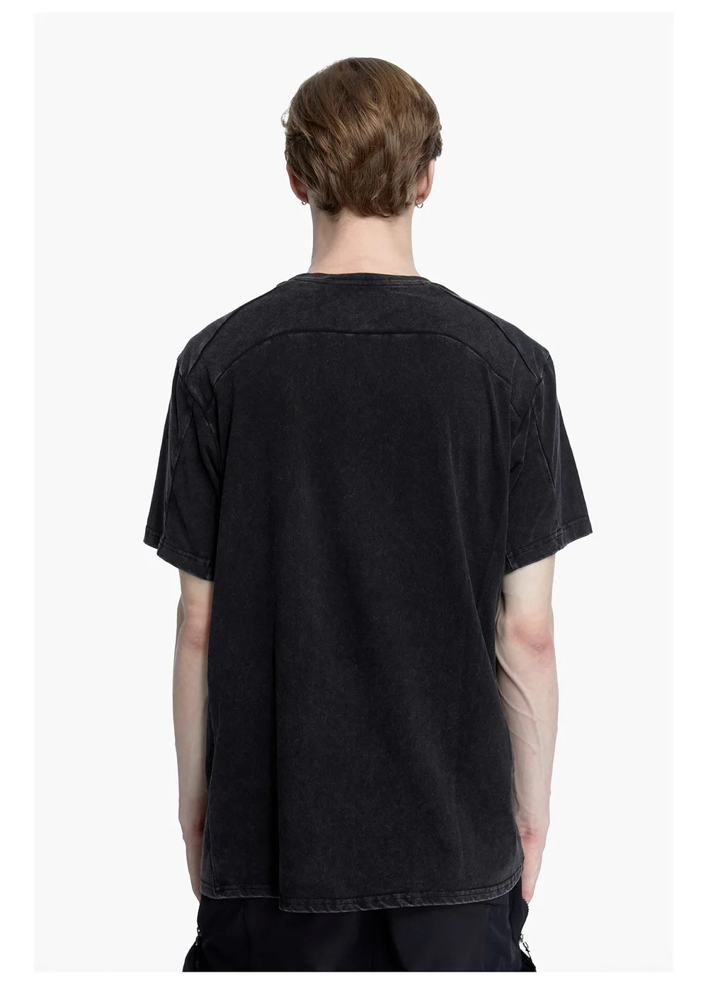 Reindee lusion 23ss 201 structural cut pure cotton t-shirt stacked structure diamond shape hem techwear gorpcore
