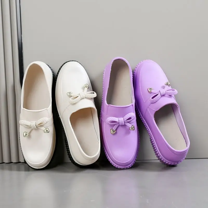 

Women's Galoshes All Season Short Ankle Rain Boots Woman Slip On Water Shoes Lady Soft Rainshoes Waterproof Kitchen Chef Shoes