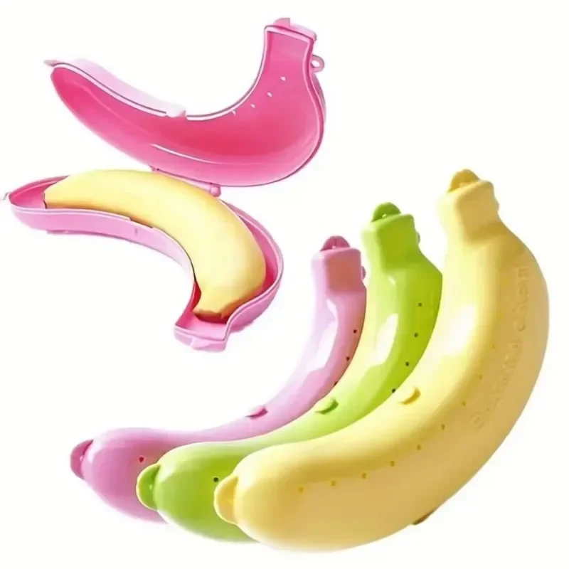 1PC Travel Outdoor Portable Banana Shape Protective Case Creative Plastic Banana Fruit Storage Case