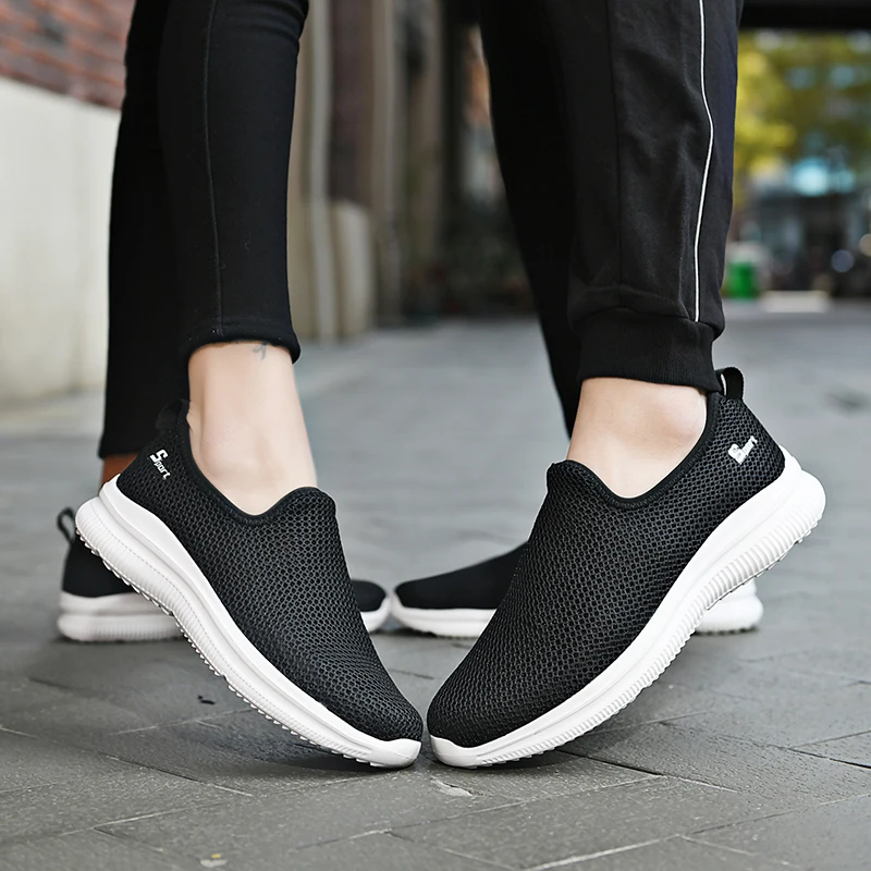 Mesh Men Shoes Summer Breathable Walking Casual Shoes Male Loafer Lightweight Sneakers Soft Sole Slip-On Unisex Men Women 6
