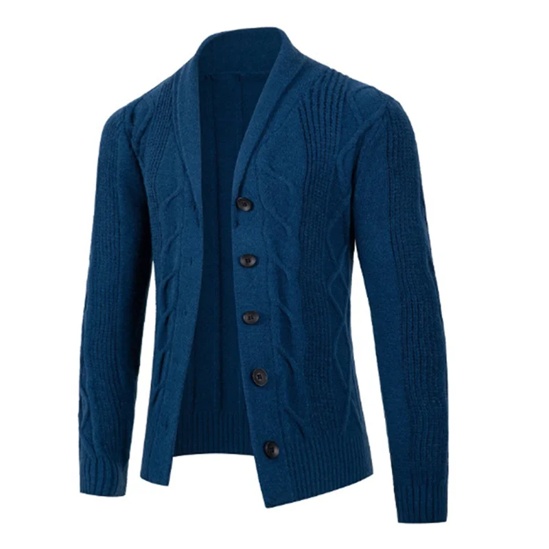 Autumn and Winter New Cardigan Men's British Trend Simple Fashion Plus Size Knitted Coat V-Neck Sweater Men's Clothing K0016