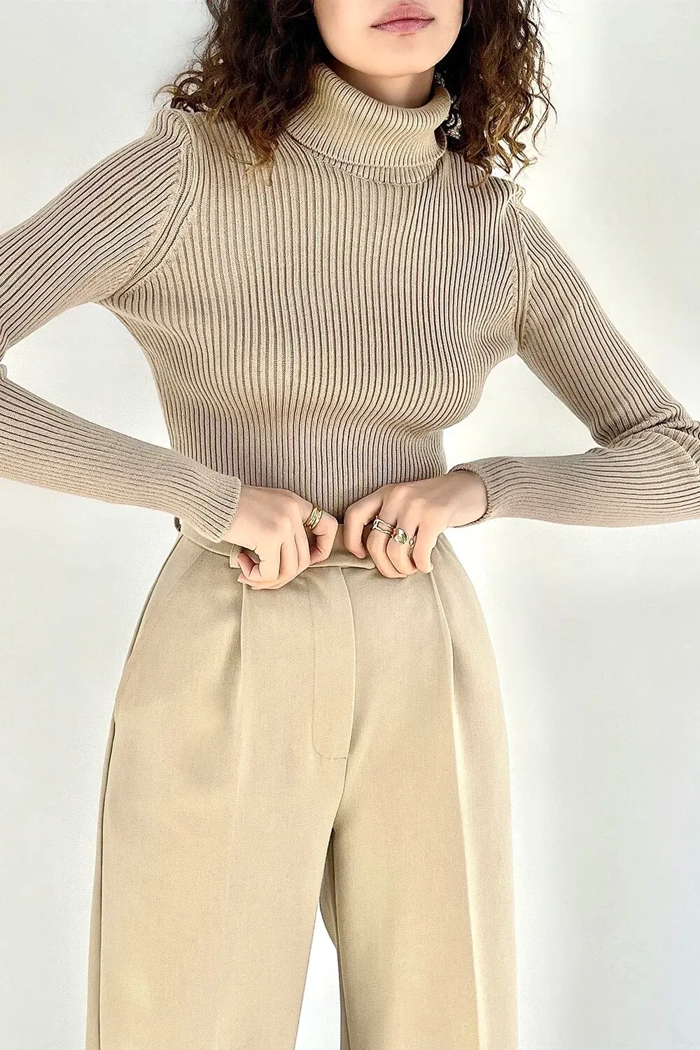 S0fb31fbb1e204cc99130376062d656d9B Basic Mock Neck Ribbed Sweaters for Women Cute Sexy Knitted Autumn Winter Warm Fitted Fashion Pullover Sweater Mallzona