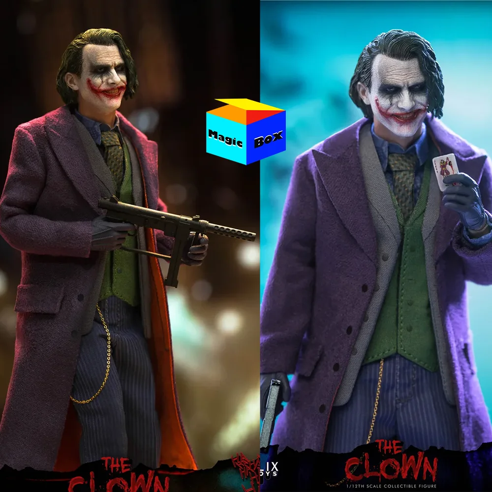 

Filixtoys FX004 1/12 Male Purple Windbreaker Joker Clown Heath Smiling Face/Natural Head Carving Full Set 6'' Action Figure Body