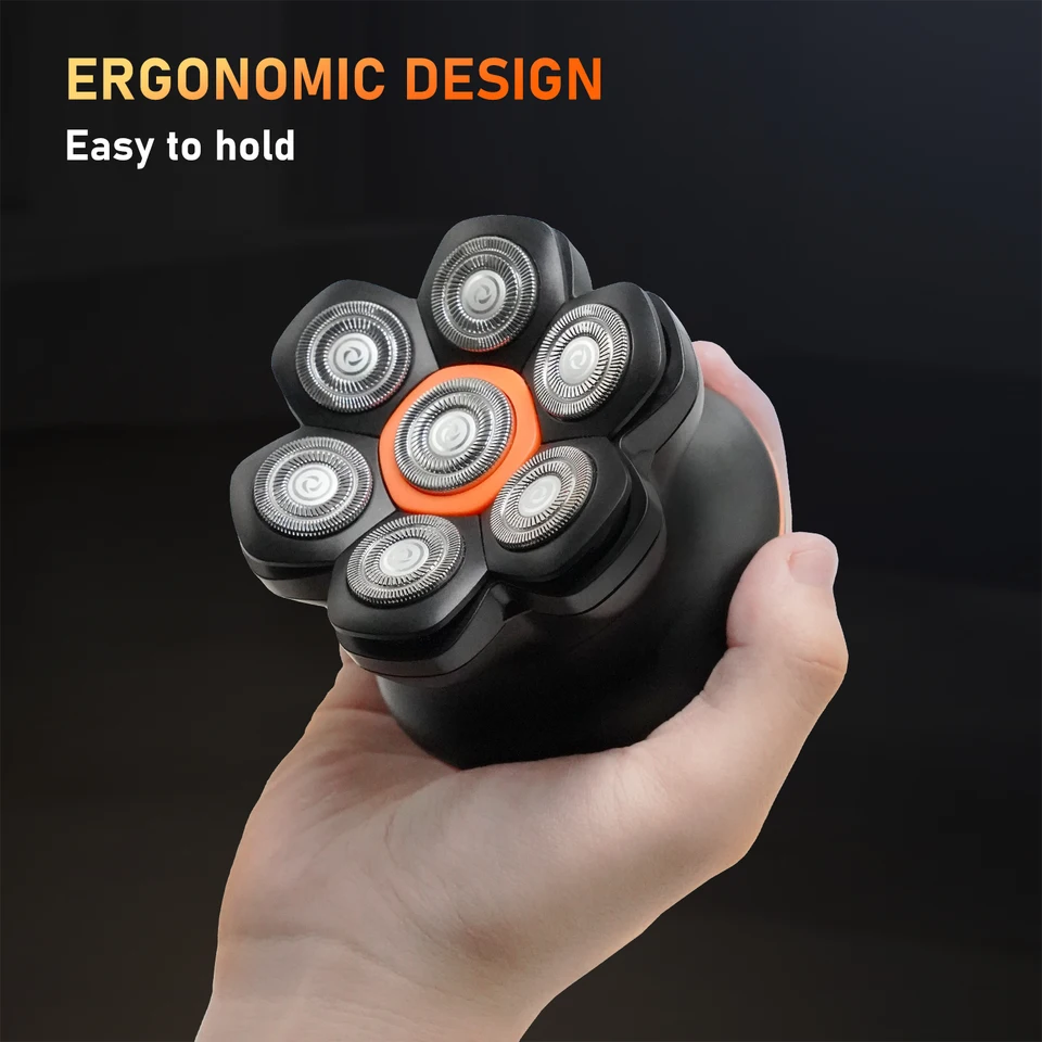MAXGROOM 7D Hoofdscheerapparaat voor Kale Mannen, Nat/Droog Elektrisch Scheerapparaat, USB Oplaadbaar, LED Display, Waterdicht, Baardtrimmer_voghion.com