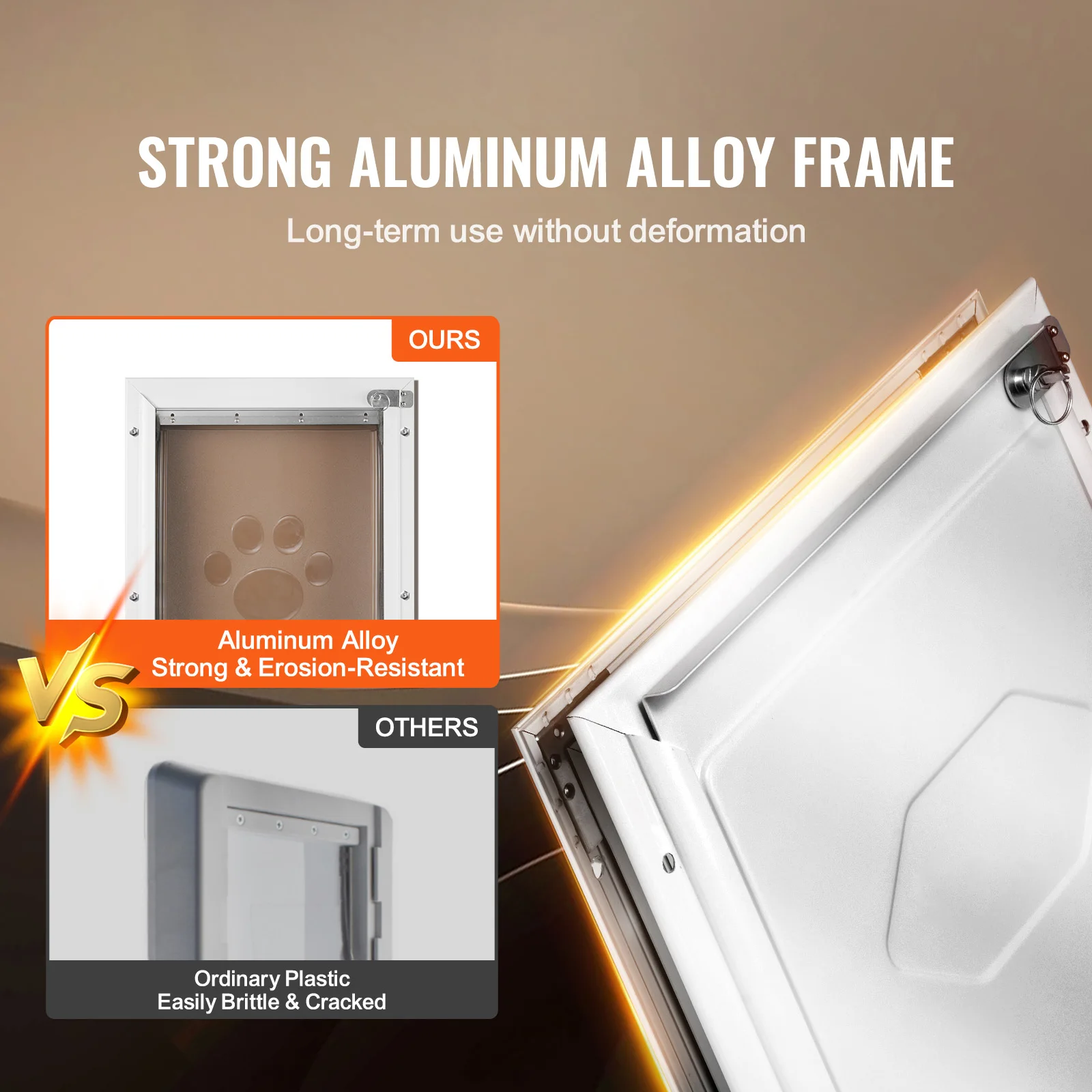 Aluminum Pet Door with Lock and Flap System for Dogs