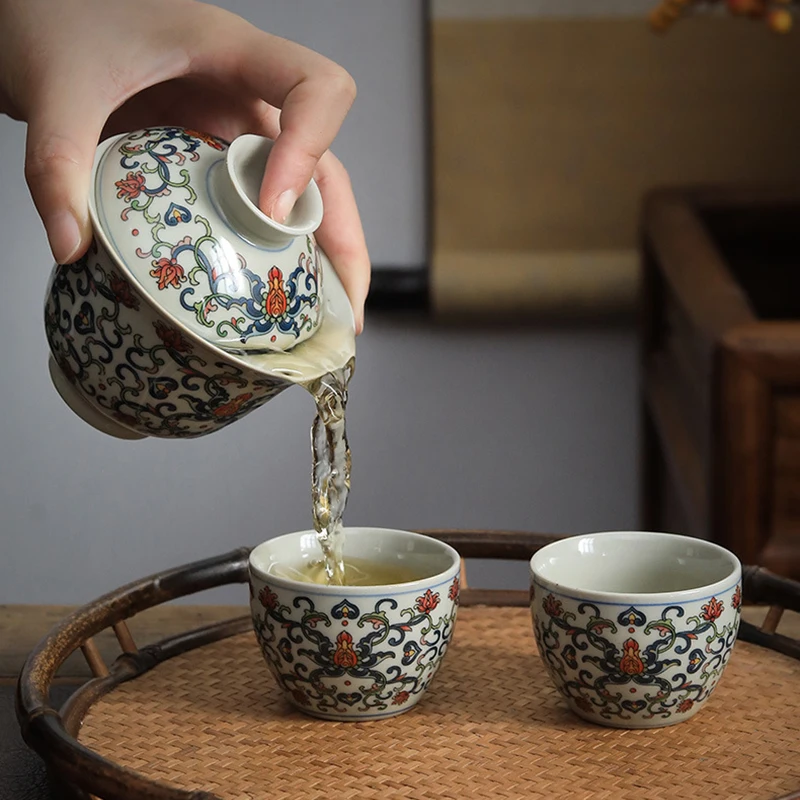 

Gaiwan Tea Bowl Cover Ceramic Chinese Teaware Kongfu Teapot Cup Tea Set Complete Accessories Drinkware Home Office Decorative