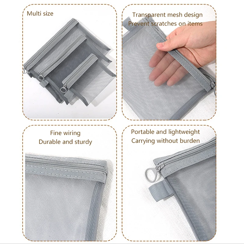 Large Capacity Portable Outdoor Travel Makeup Bag Transparent Mesh Storage Washing Bag Home Organization Tote Bag 6