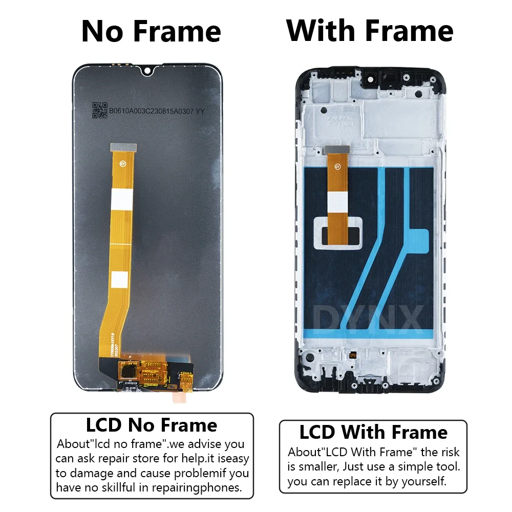 프레임이 있는 LCD 디스플레이 터치 스크린 디지타이저, Oppo Realme C2 RMX1941 RMX1945, Oppo A1k CPH1923 용 AMOLED, 6.1 인치