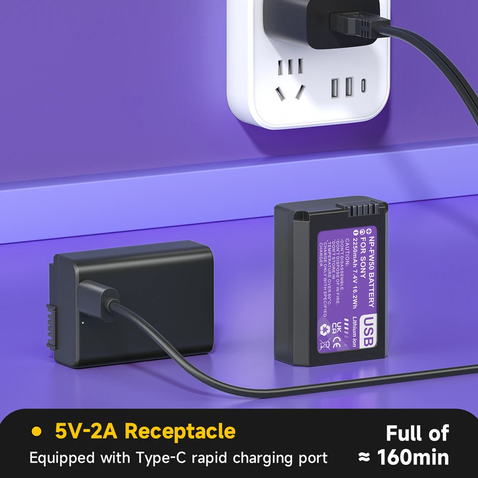 NP-FW 50 NPFW 50 NPFW 50電池、USB-C入力付き、ソニーアルファA 6500