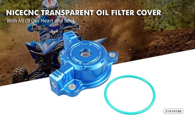 Transparent Oil Filter Cover For Yamaha YFZ450R 2009-2024 & Other Models - Blue CNC Machined
