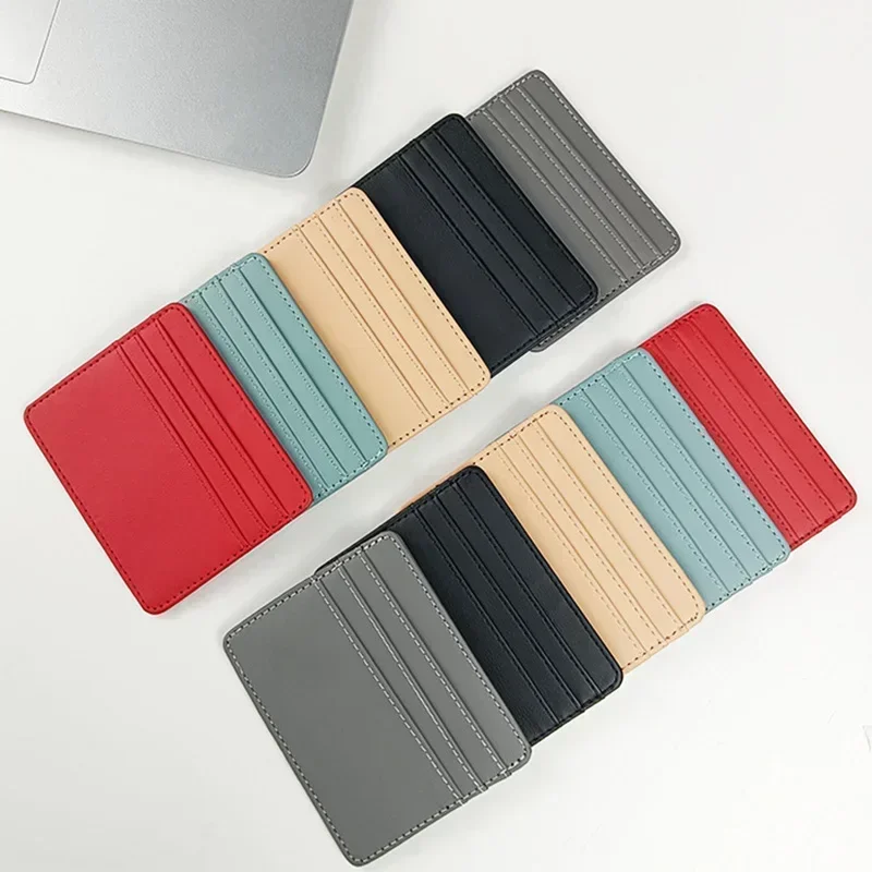 ID and Bank Card Holder Wallet Men and Women Business PU Leather Card Protector Case Coin Cards Cover Pouch Bag