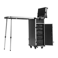 VEVOR Professional Makeup Train Case Aluminum Cosmetic Case Workbench With Supporting Legs Rolling Makeup Case Extra Large 1