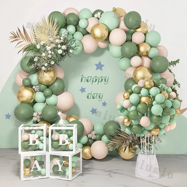 Kit Arche Ballon Vert Sauge,102 pièces Guirlande Ballon Vert Olive, Arche  de Ballon Vert et Or Blanc ​pour Fête de Jungle Safari Deco Anniversaire