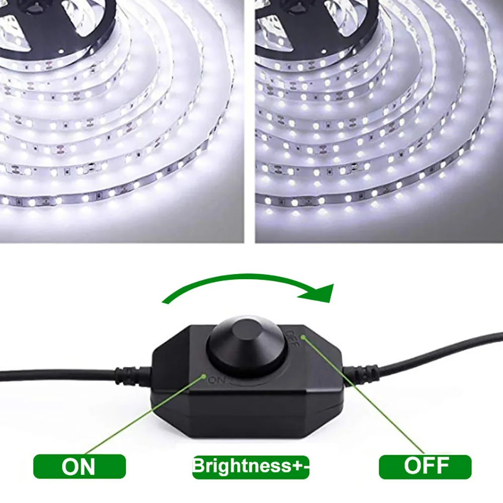 LED Strip Controller LED Dimmer Switch LED Dimmer Controller Smart Dimmer Switch LED Strip Switch Power Cords Dimmer Switch LED Strip Light Neon Led Touch Switch Button Dimmer Adjust Brightness Controller with DC Plug for 12V-24V Adjustment 2835 5050