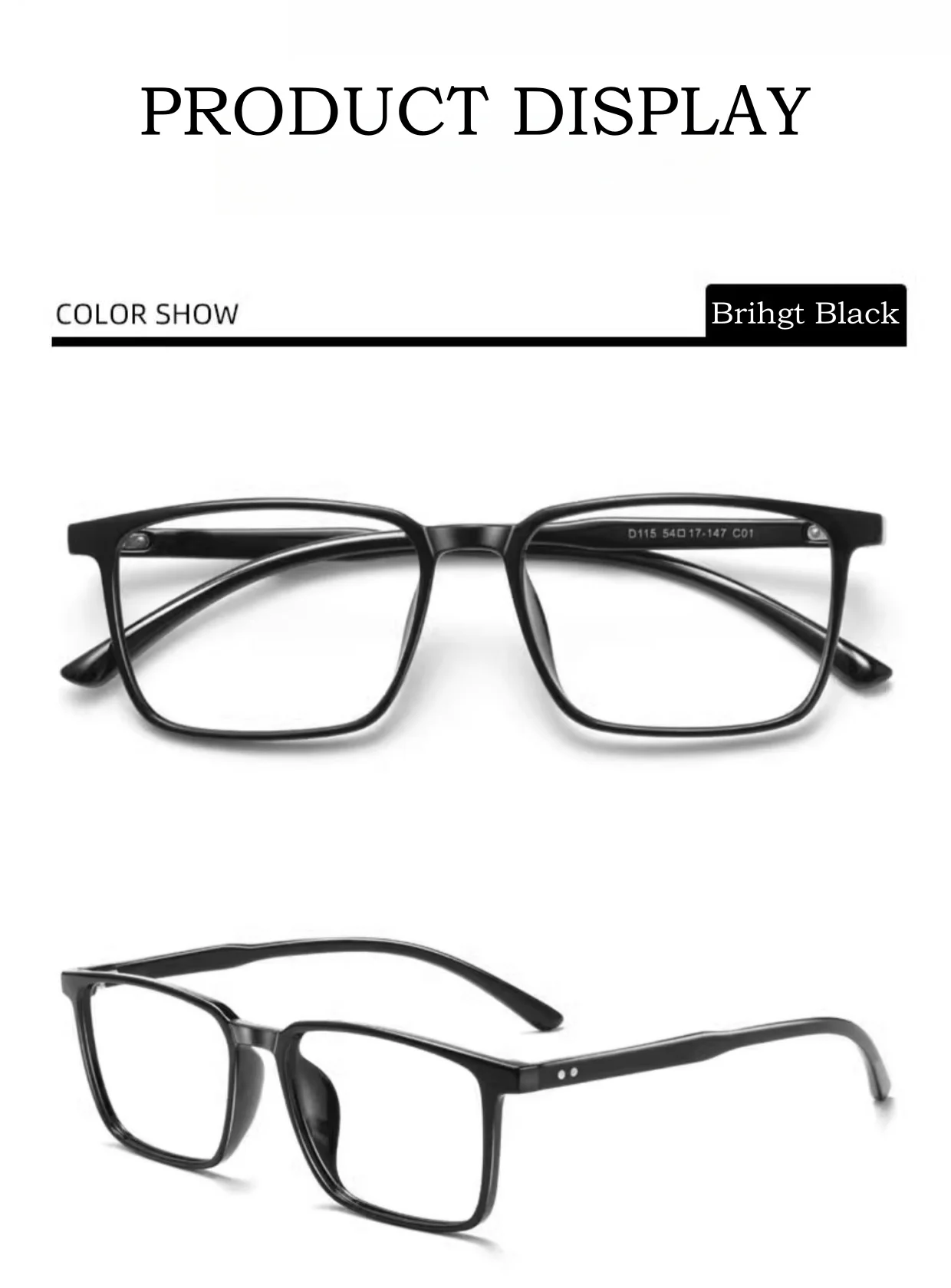 Yimaruili ultraleichte Mode flexible tr90 Brillen rahmen Männer Retro quadratische optische Rezept Frauen Brillen fassungen d115 – Detail 9