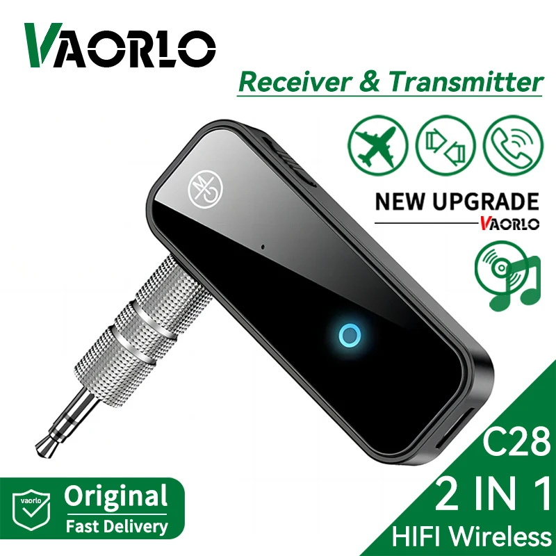 Bluetooth Adapter VAORLO 2 in 1 Bluetooth Transmitter Audio Receiver 3.5MM AUX With Mic Handsfree Stereo Music Wireless For TV PC Car Kit