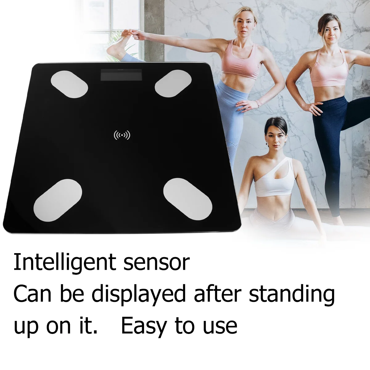 Square Scale LED Digital Scales without (Black, Pattern Blueteeth Scale)