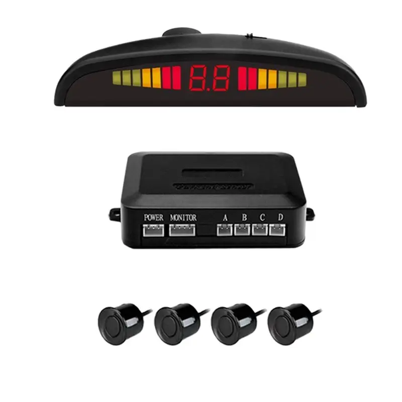 B48A 디지털 디스플레이 장애물 거리 알람 차량용 LED 주차 센서 키트 (4개 레이더 정확한 파크트로닉 키트 포함)