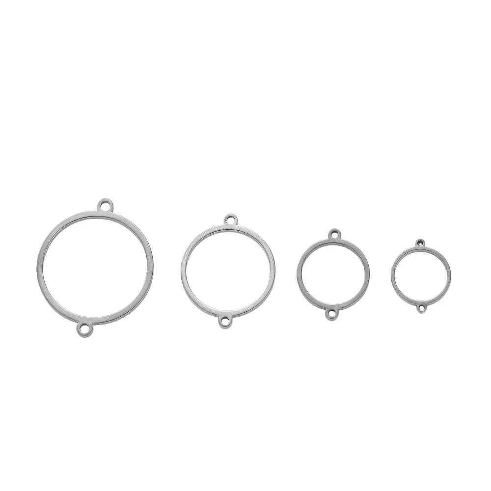 10 Stück Edelstahl-Hohlrundrahmen mit Doppelloch, blanker Fassung, Anhänger-Charm für DIY-Halsketten, Armbänder und Schmuckherstellung – Detail 6