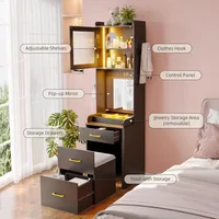 Gurexl 3-in-1 Vanity Desk with Human Sensor LED Lighting, Tall Makeup Vanity Set featuring 2 AC Outlets and USB-C Port 6